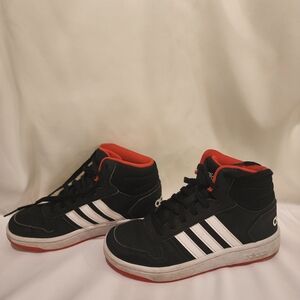 Adidas Black and Red High-Top Sneakers